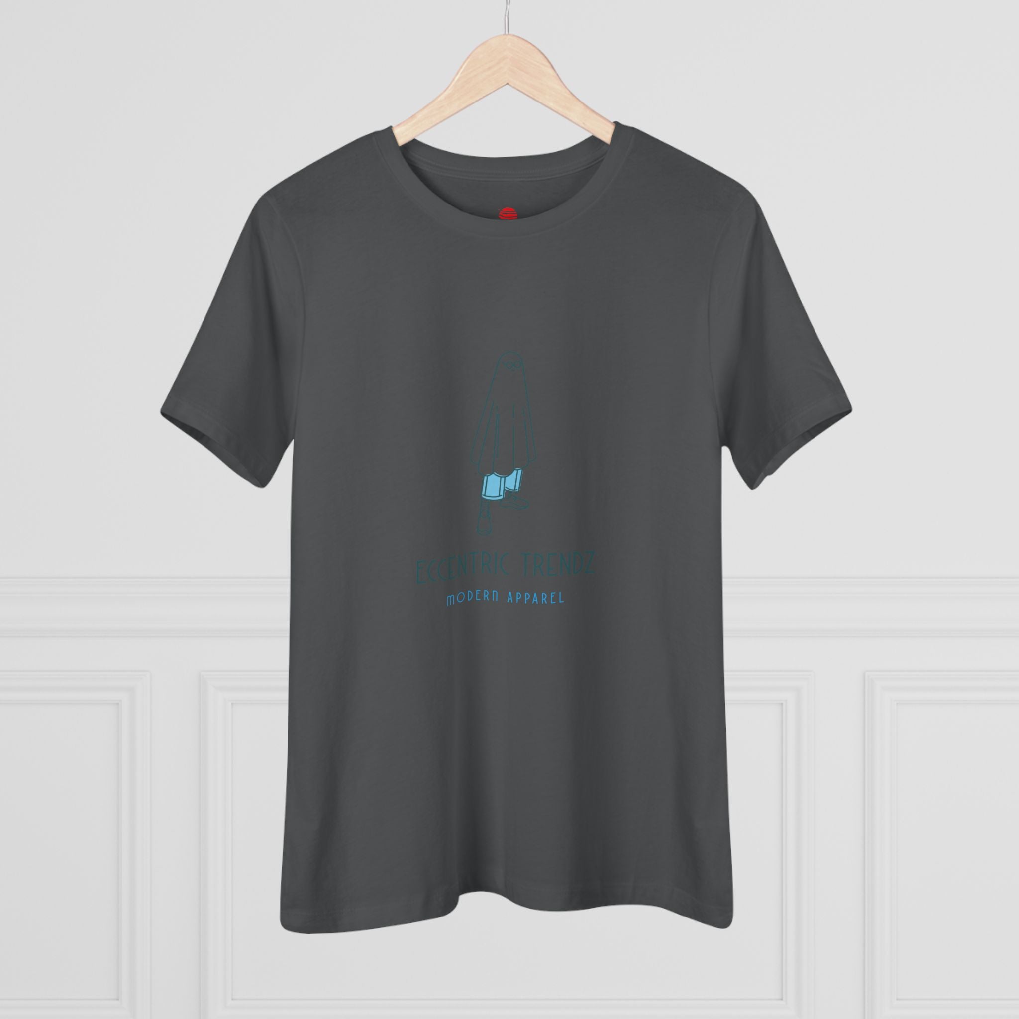 Eccentric Trendz Ladies' V-Neck Minimal Blue Ghost Graphic Tee