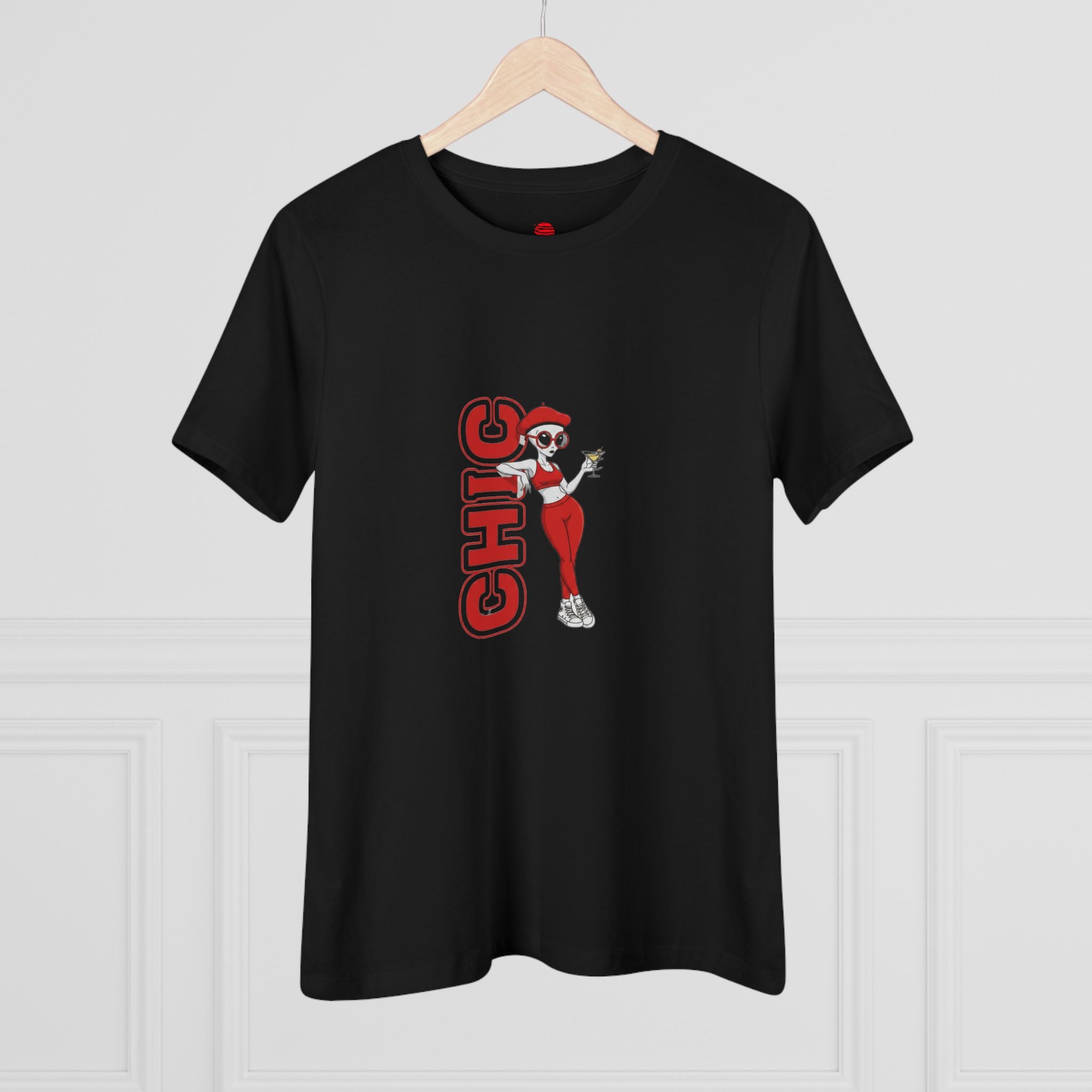Eccentric Trendz Ladies' Minimal Red "CHIC" Graphic Tee