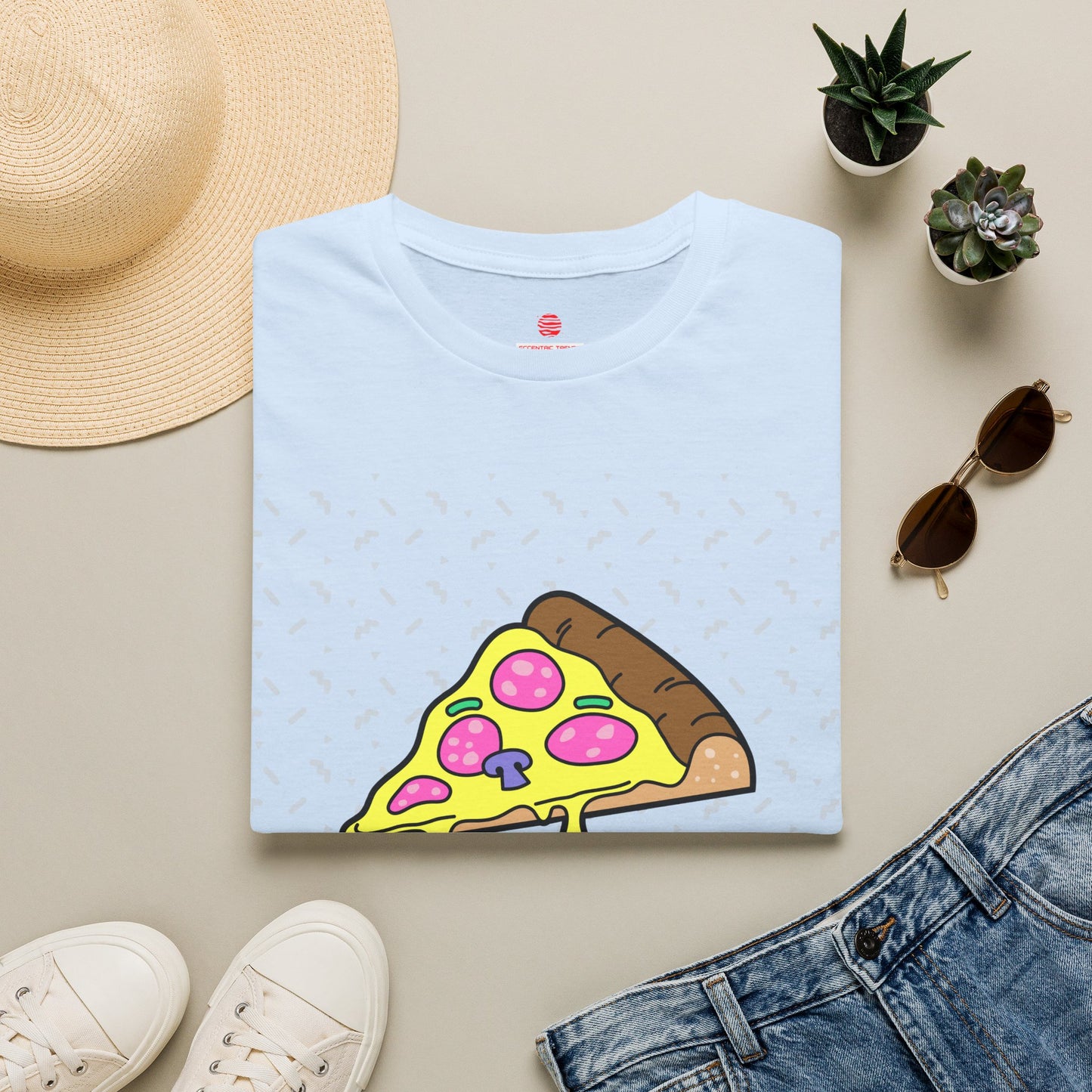 Eccentric Trendz Retro Pixel Pizza Graphic T-Shirt