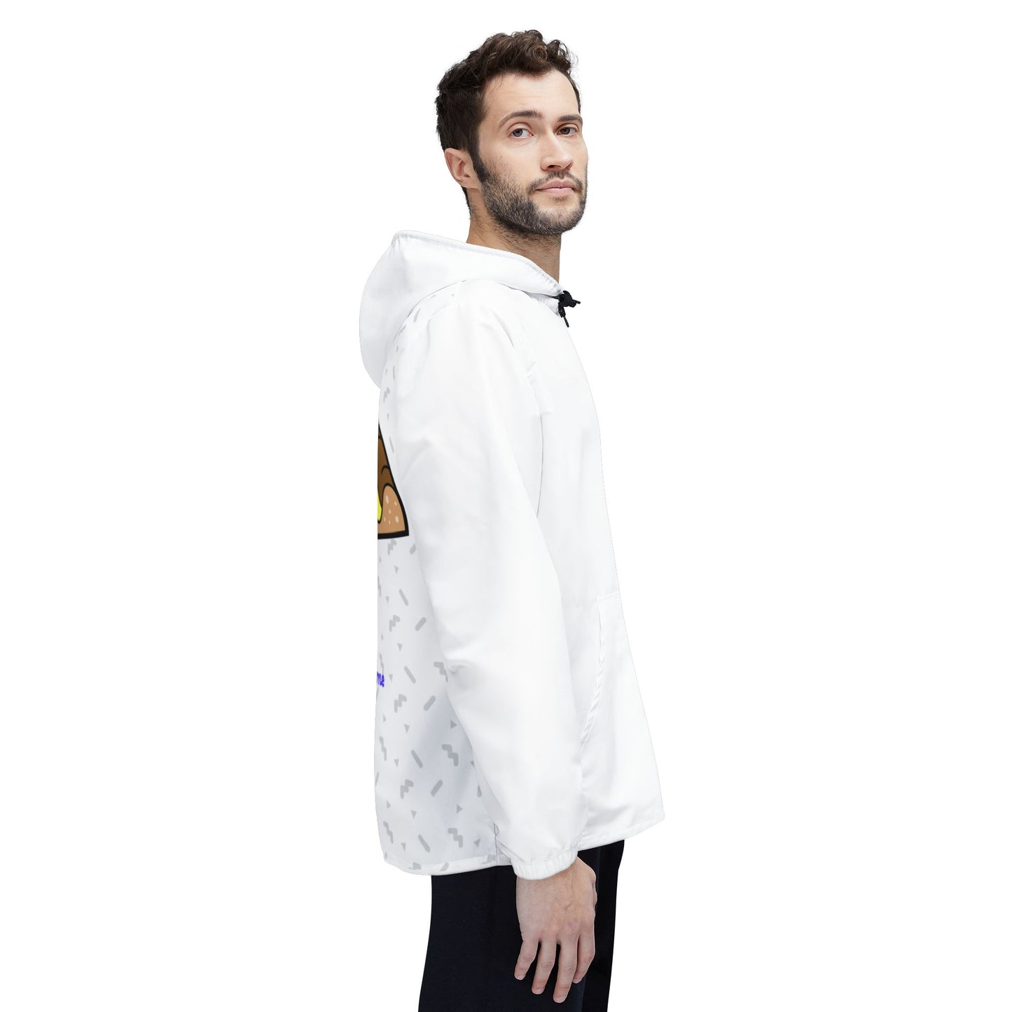 Eccentric Trendz Hooded Retro Pixel Pizza Design Windbreaker