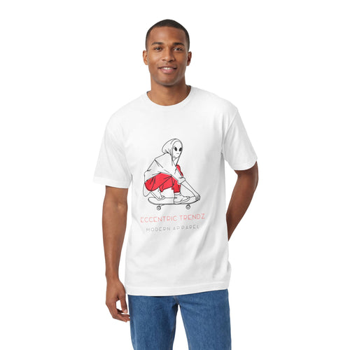 Eccentric Trendz Alien Skater Graphic Tee — Minimalist Skateboard design