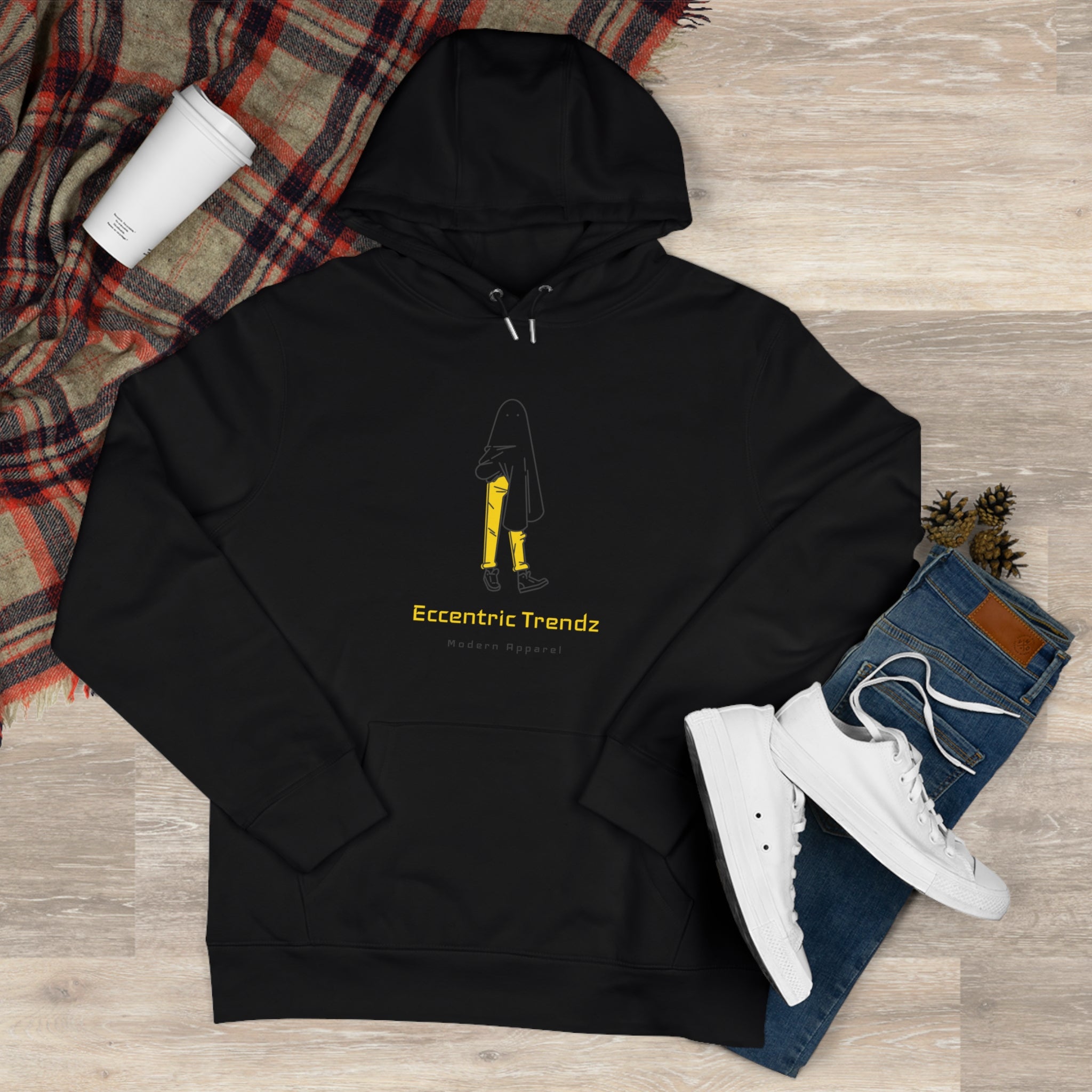 Eccentric Trendz Vibrant Minimalist Ghost Alien Hoodie (Yellow)