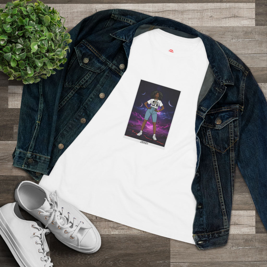 Eccentric Trendz Ladies' V-Neck Minimal NOVA Graphic Tee