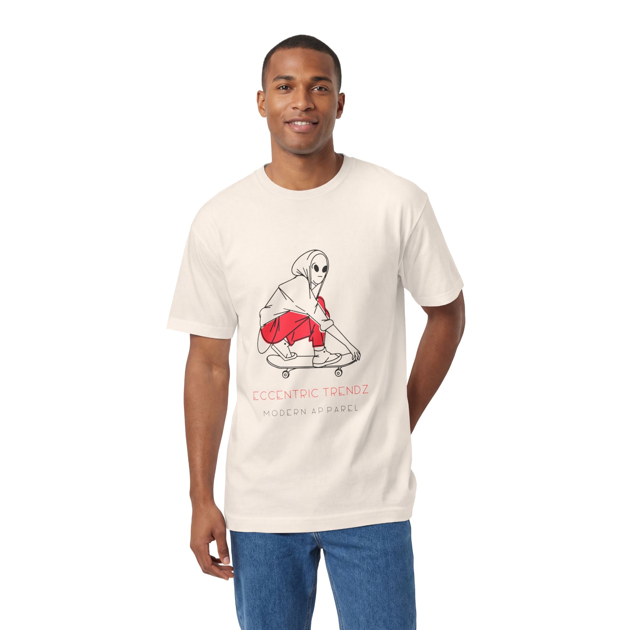 Eccentric Trendz Alien Skater Graphic Tee — Minimalist Skateboard design