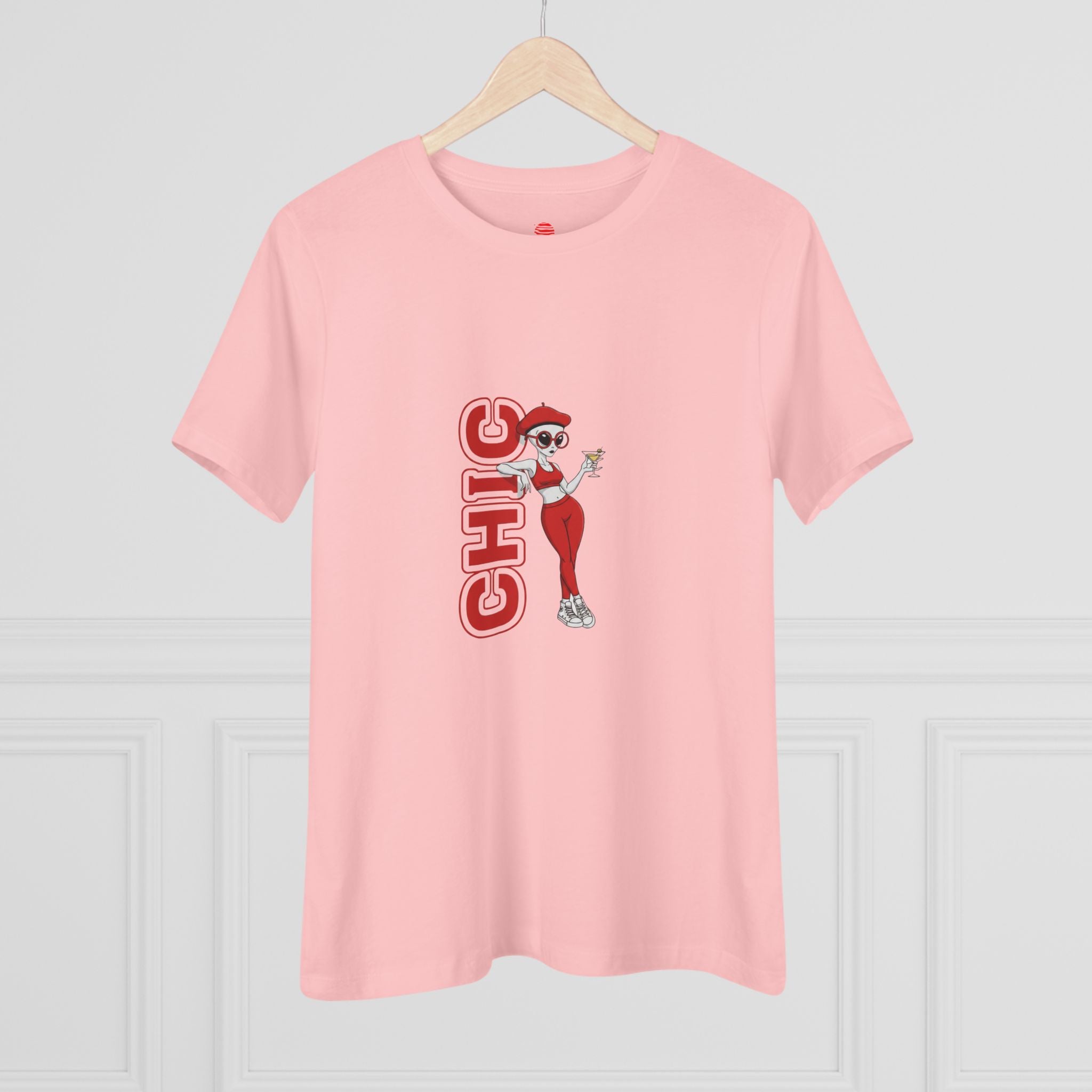 Eccentric Trendz Ladies' Minimal Red "CHIC" Graphic Tee