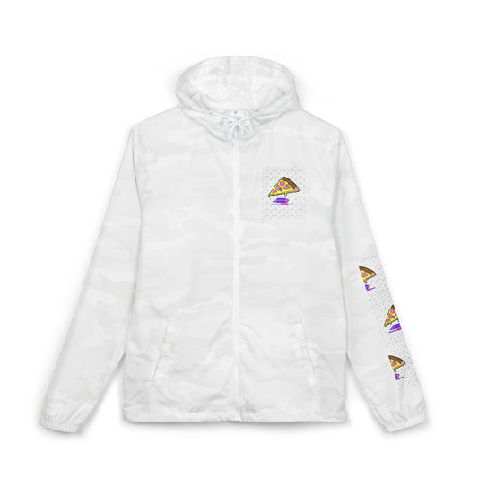 Eccentric Trendz Hooded Design Retro Pixel Pizza Windbreaker Jacket