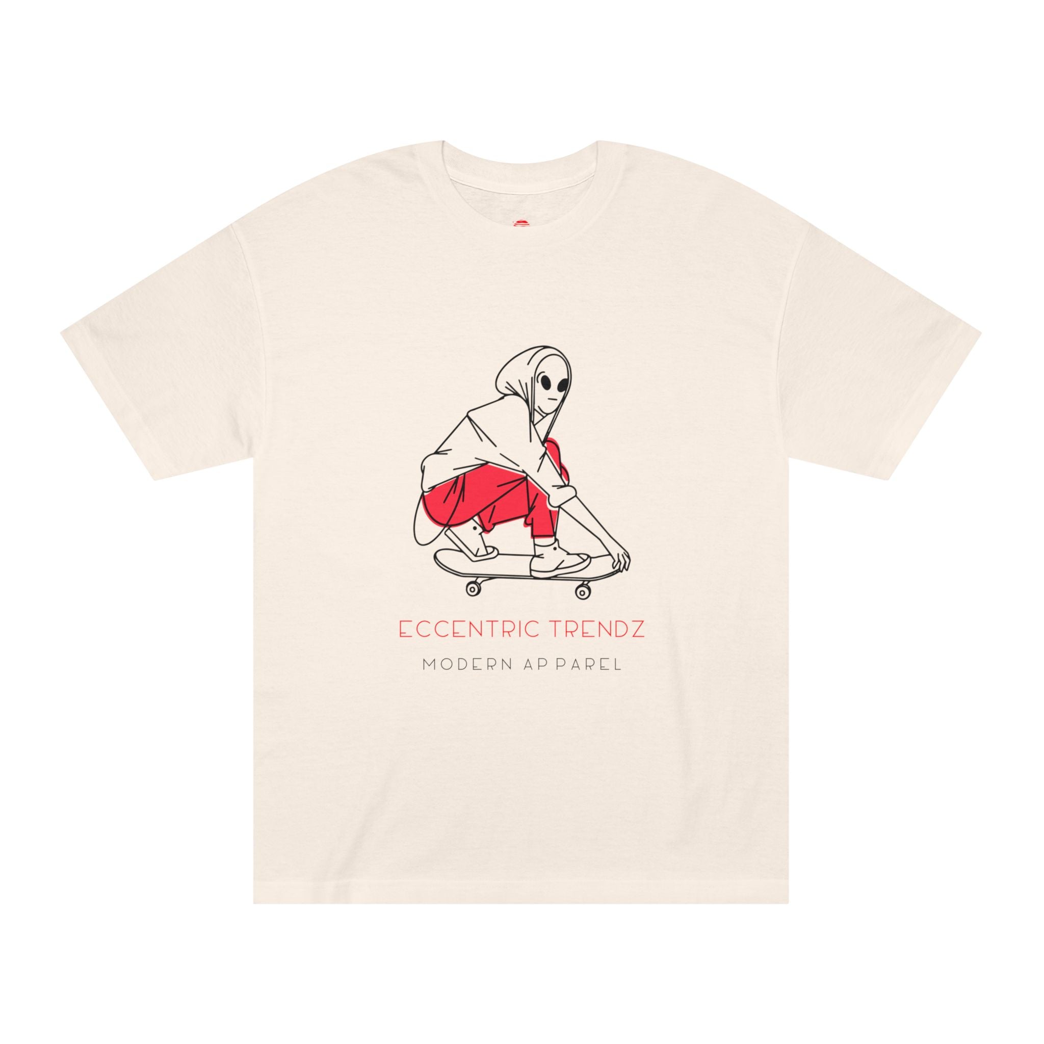 Eccentric Trendz Alien Skater Graphic Tee — Minimalist Skateboard design