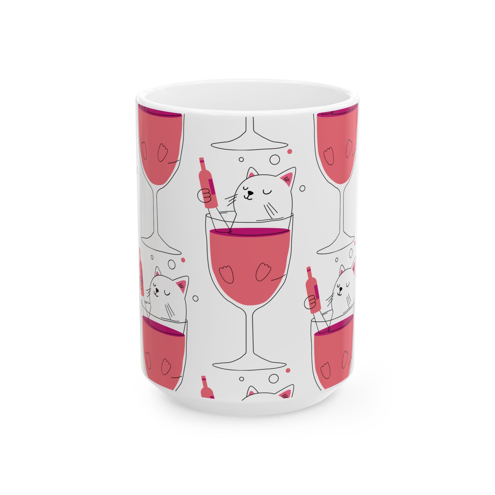Eccentric Trendz Wine Cat Ceramic Mug - (Caturday)