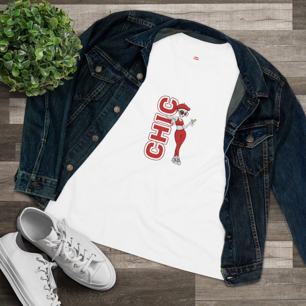Eccentric Trendz Ladies' Minimal Red "CHIC" Graphic Tee