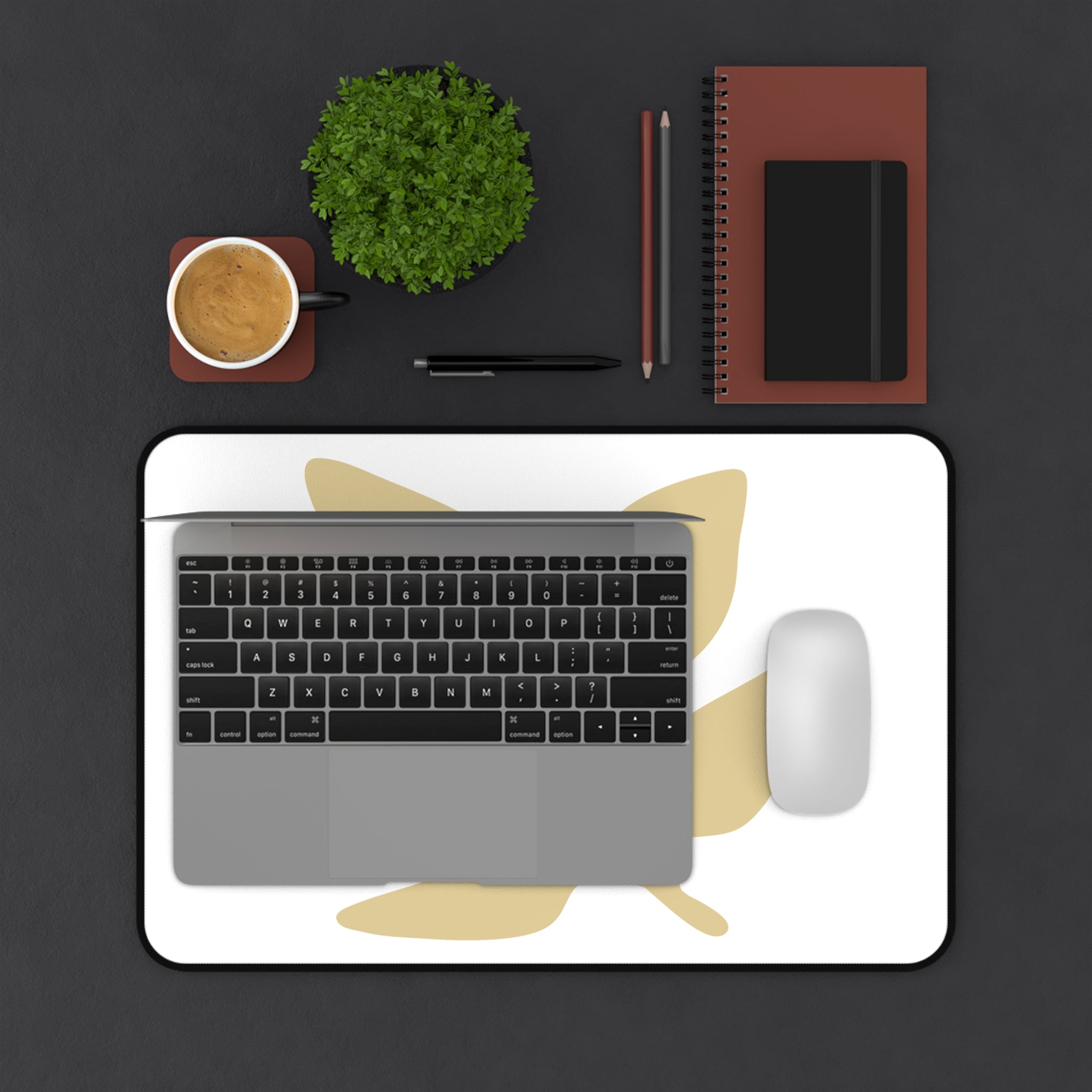 Eccentric Trendz Home Office Mouse Pad Minimalist Beige Botanical Leaf