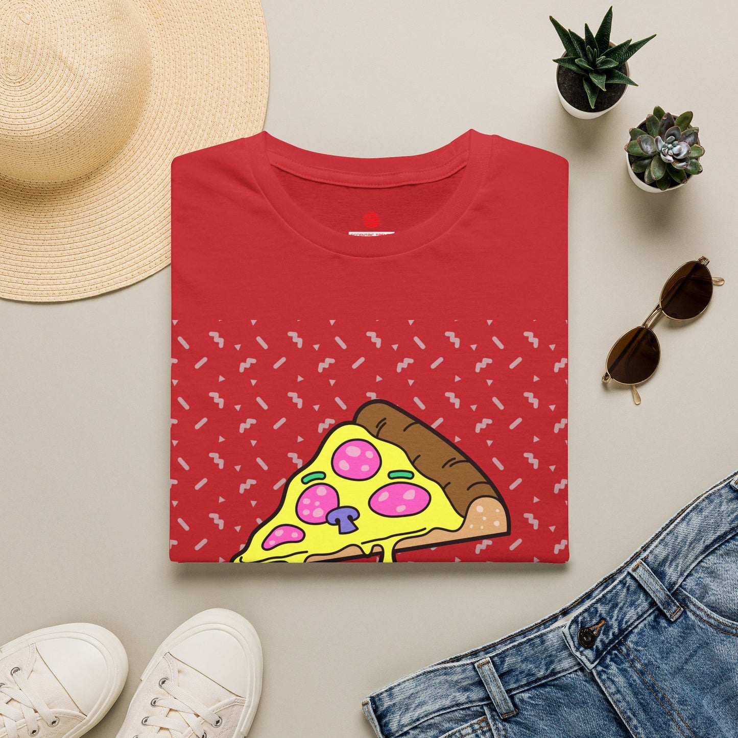 Eccentric Trendz Retro Pixel Pizza Graphic T-Shirt