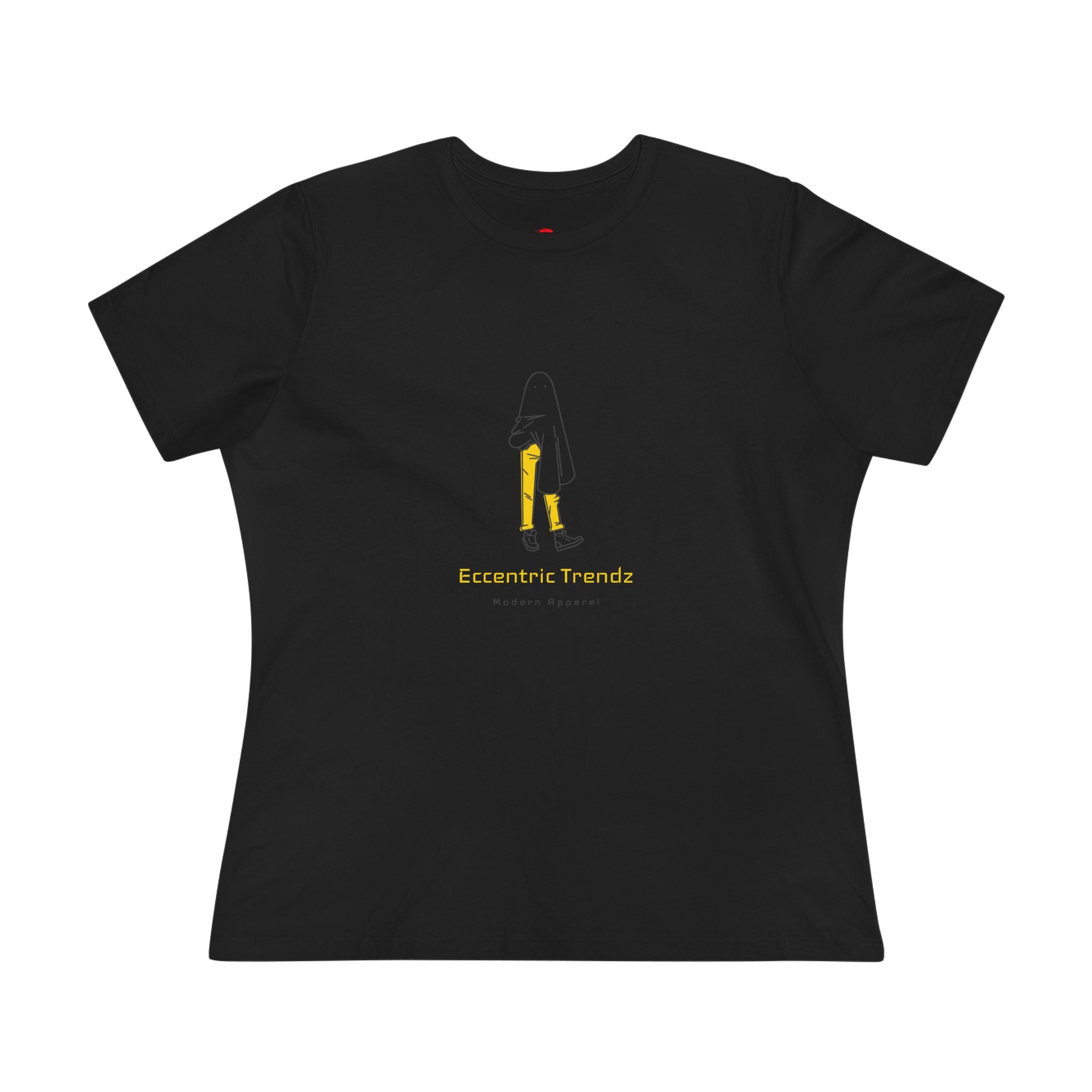 Eccentric Trendz Ladies' V-Neck Minimal Yellow Ghost Graphic Tee