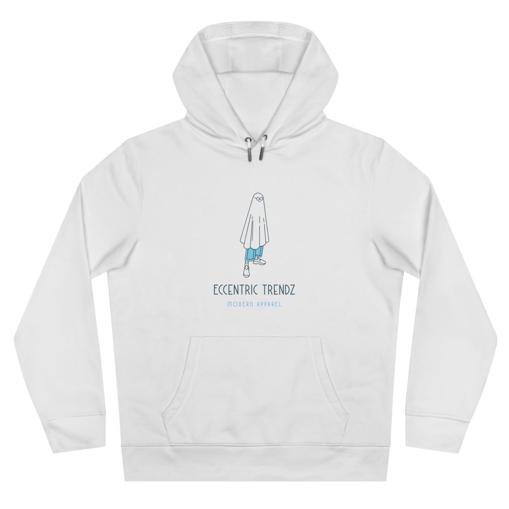 Eccentric Trendz Vibrant Minimalist Ghost Alien Hoodie (Blue)