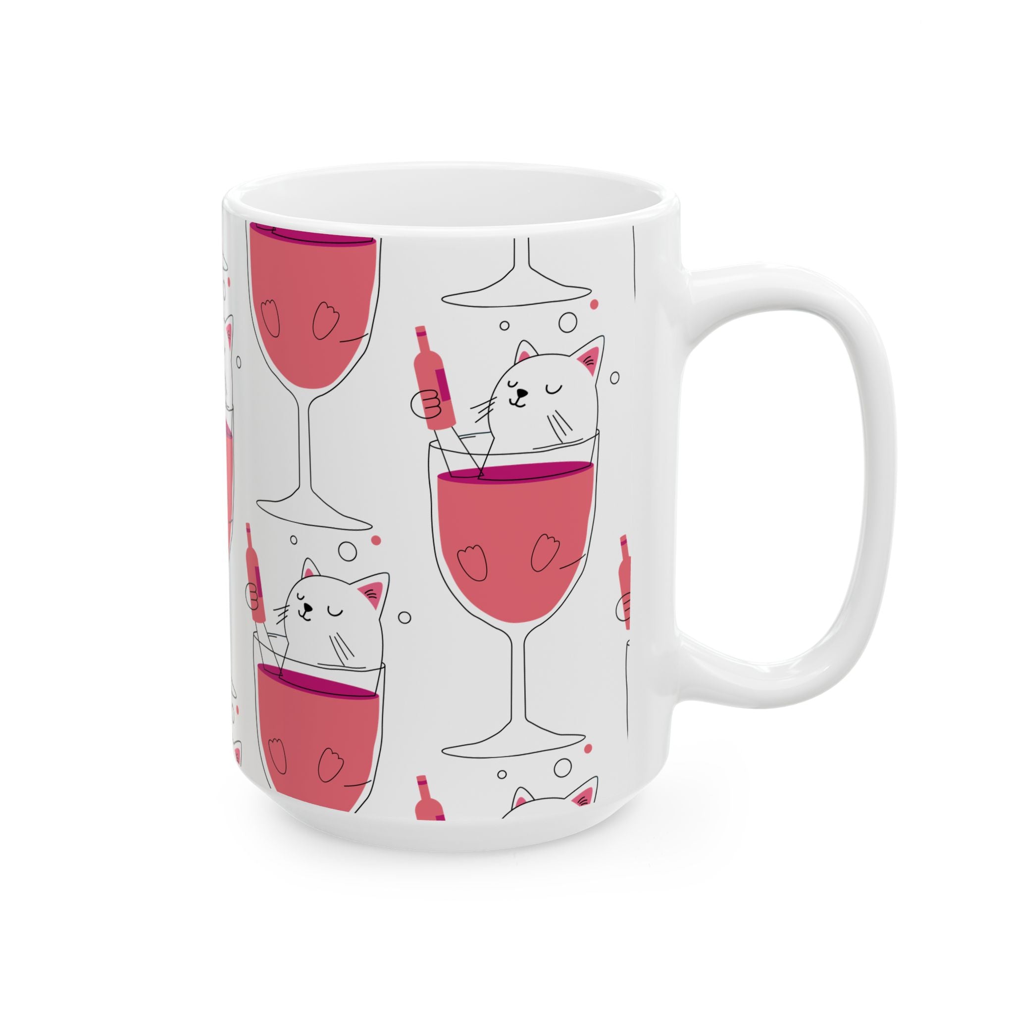 Eccentric Trendz Wine Cat Ceramic Mug - (Caturday)