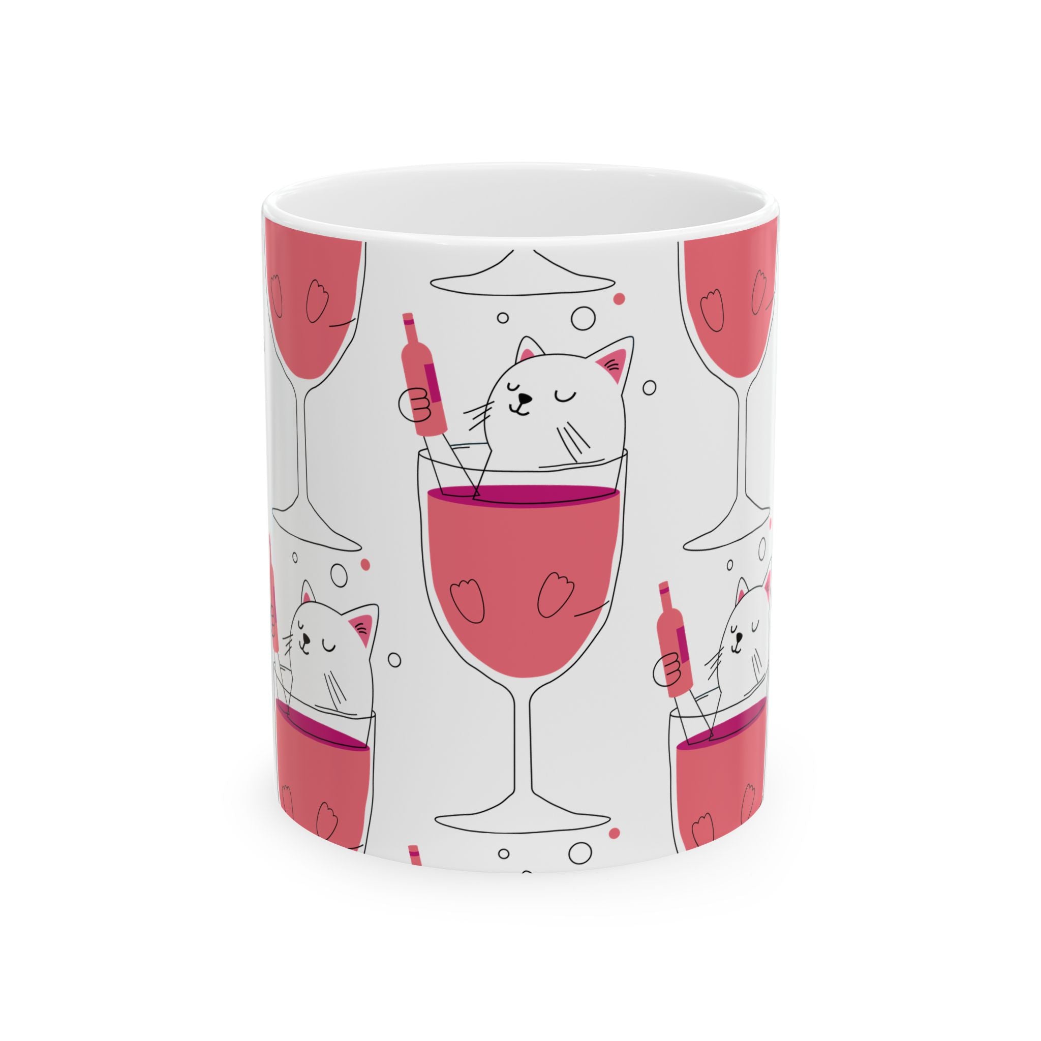 Eccentric Trendz Wine Cat Ceramic Mug - (Caturday)