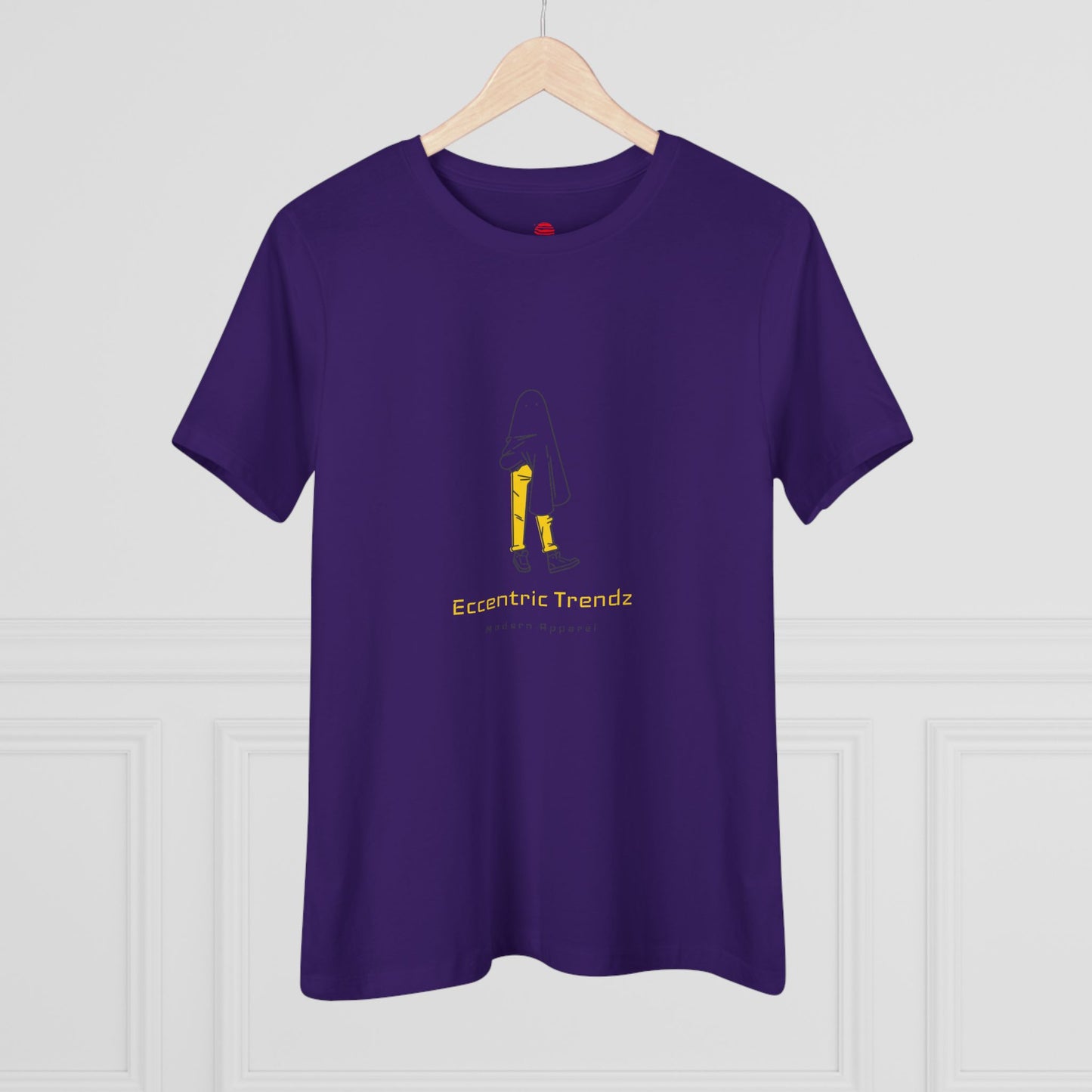 Eccentric Trendz Ladies' V-Neck Minimal Yellow Ghost Graphic Tee