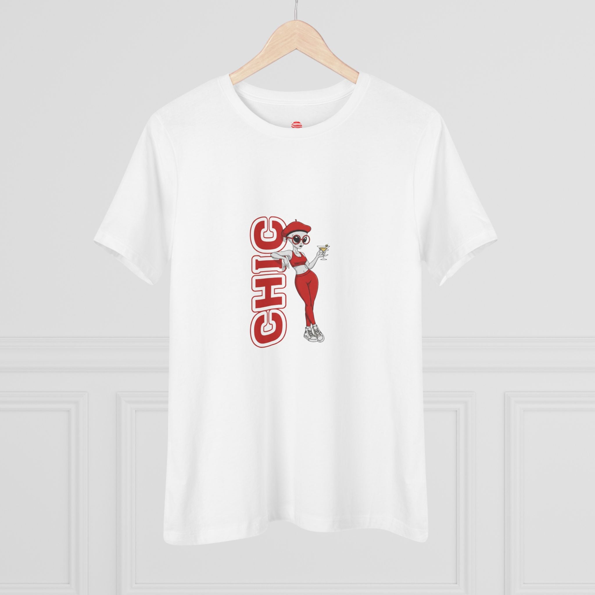 Eccentric Trendz Ladies' Minimal Red "CHIC" Graphic Tee