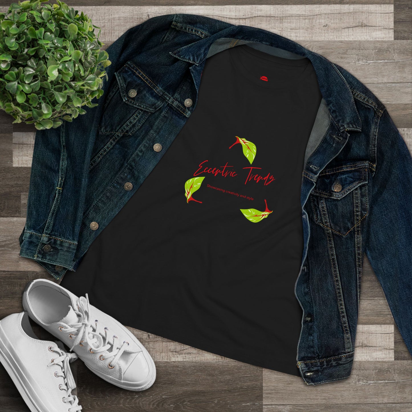 Eccentric Trendz Ladies' V-Neck "Escape to Tropics" Minimal Graphic Tee