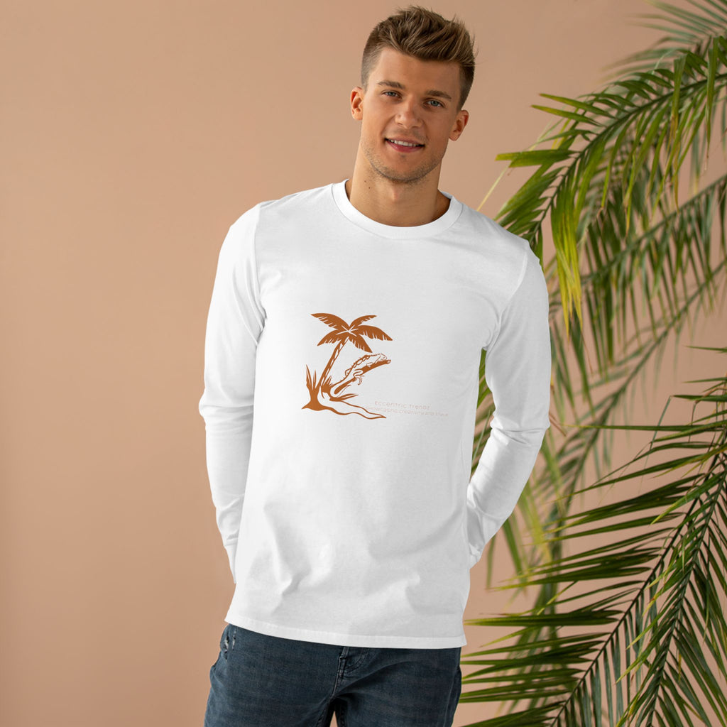 Eceentric Trendz Vintage Orange Tropical Palm Long sleeve Tee