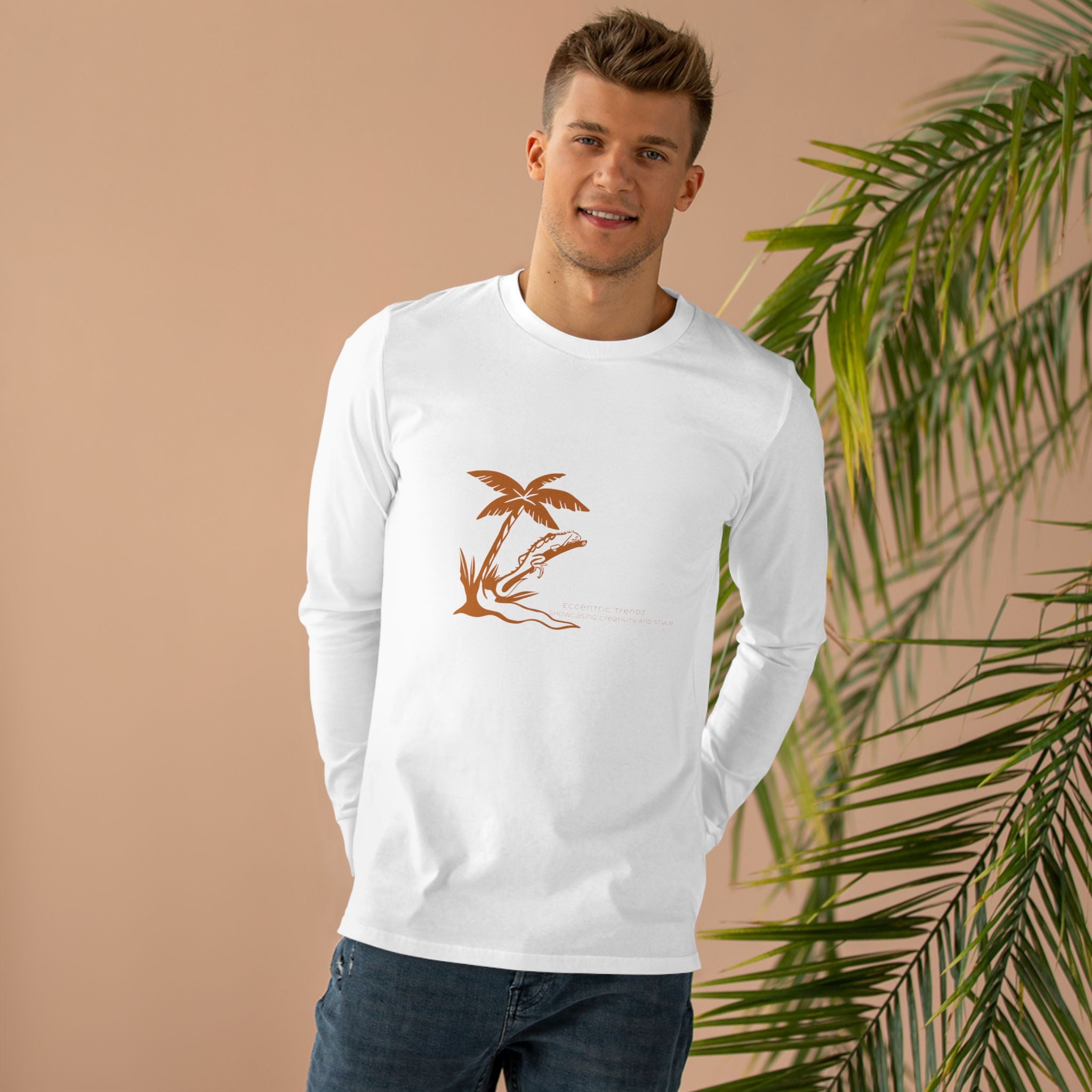 Eceentric Trendz Vintage Orange Tropical Palm Long sleeve Tee