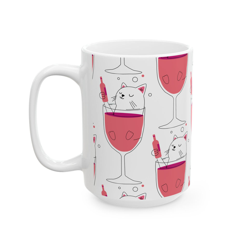 Eccentric Trendz Wine Cat Ceramic Mug - (Caturday)