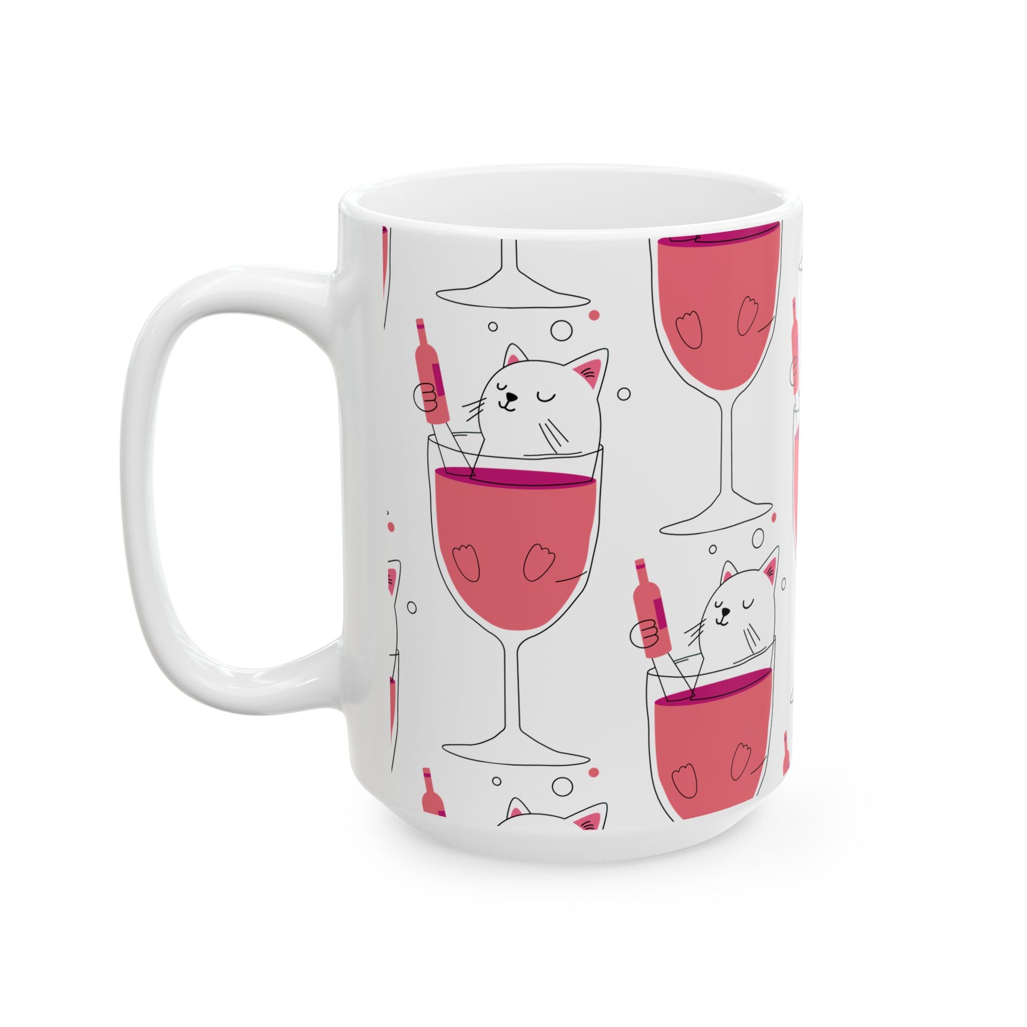 Eccentric Trendz Wine Cat Ceramic Mug - (Caturday)