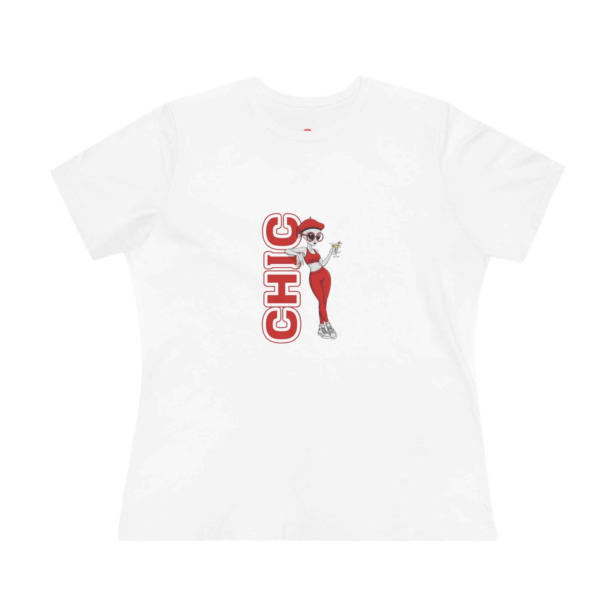 Eccentric Trendz Ladies' Minimal Red "CHIC" Graphic Tee
