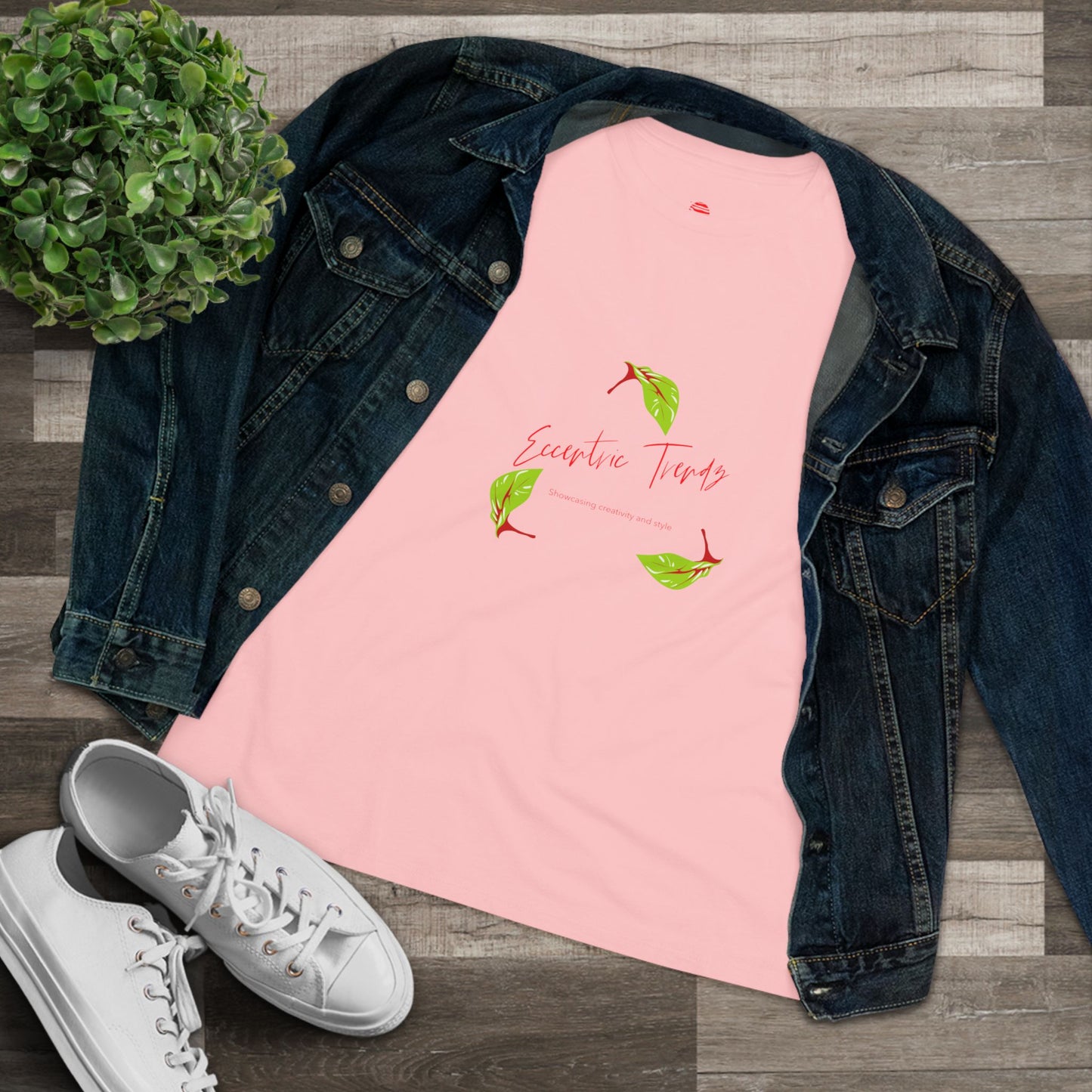 Eccentric Trendz Ladies' V-Neck "Escape to Tropics" Minimal Graphic Tee