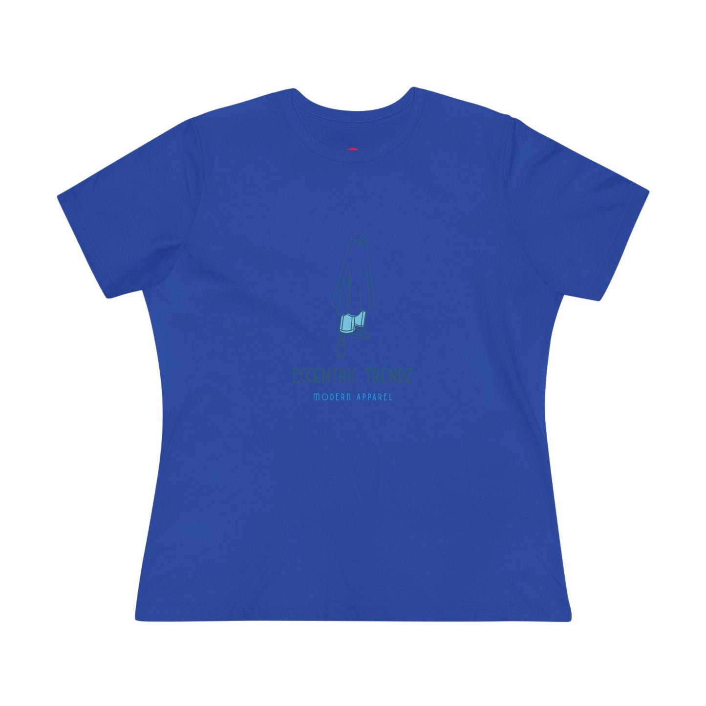 Eccentric Trendz Ladies' V-Neck Minimal Blue Ghost Graphic Tee