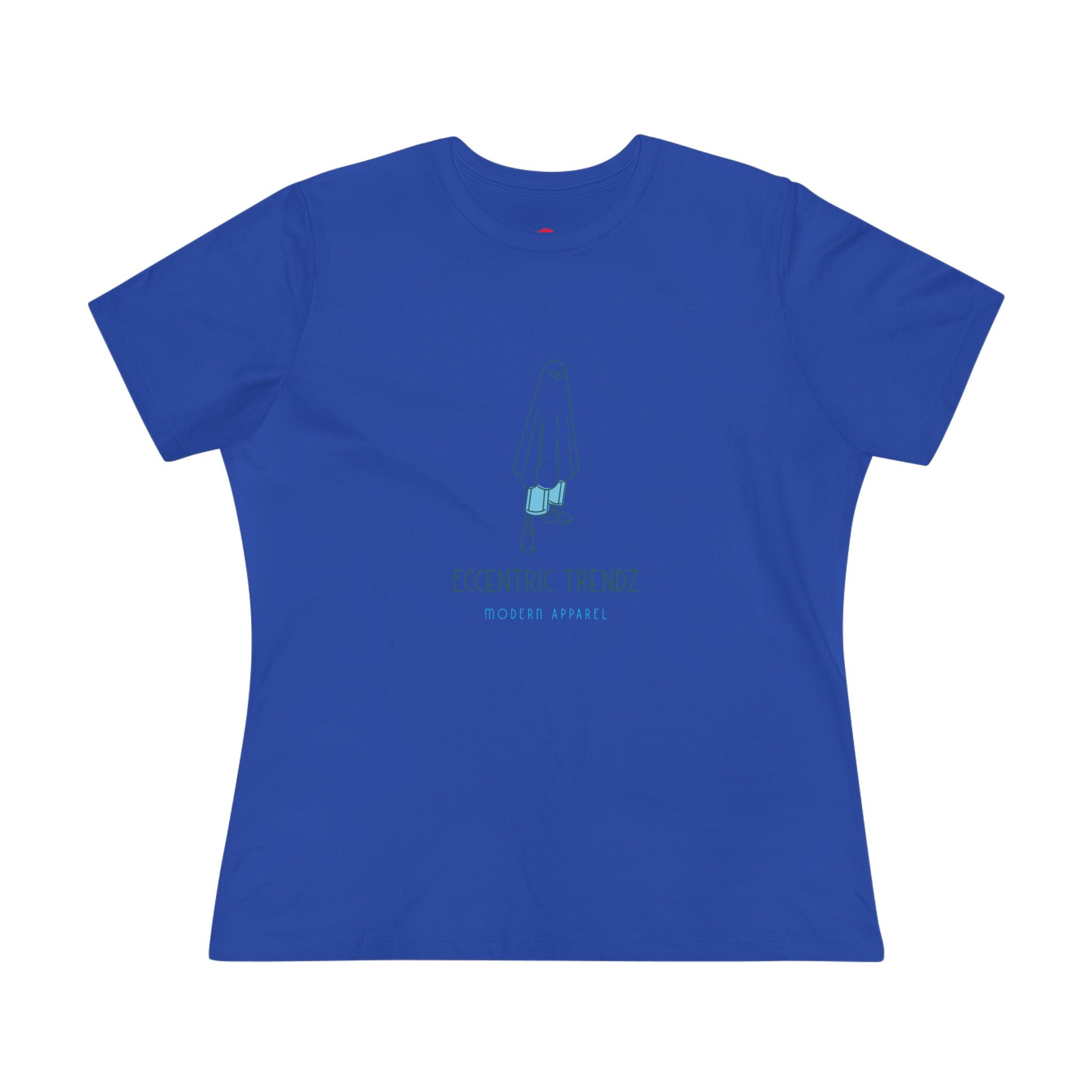 Eccentric Trendz Ladies' V-Neck Minimal Blue Ghost Graphic Tee