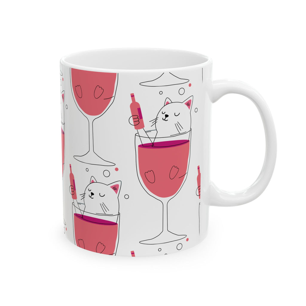 Eccentric Trendz Wine Cat Ceramic Mug - (Caturday)