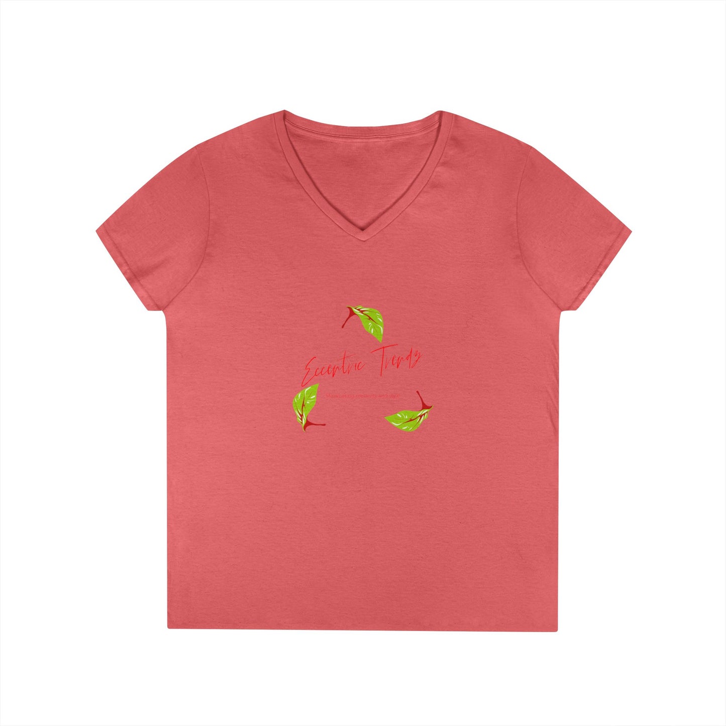 Eccentric Trendz Ladies' V-Neck "Escape to Tropics" Minimal Graphic Tee