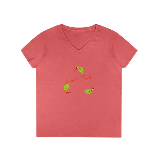 Eccentric Trendz Ladies' V-Neck "Escape to Tropics" Minimal Graphic Tee