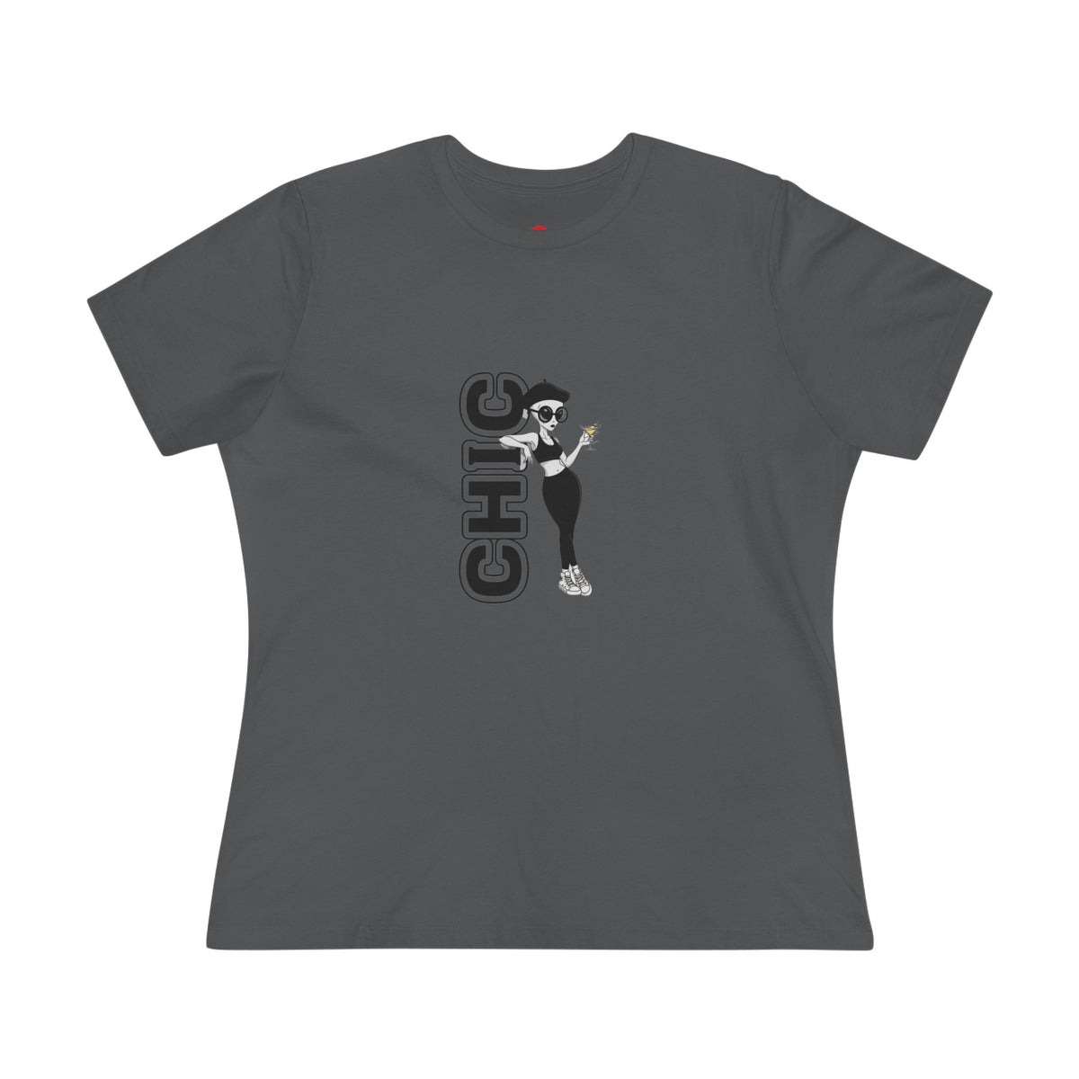 Eccentric Trendz Ladies' V-Neck Minimal Black "CHIC" Graphic Tee